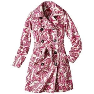 Merona Pink Paisley Belted Trench Coat, Size Small